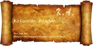 Koloszár Aladár névjegykártya
